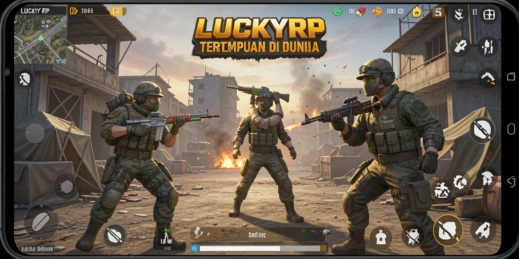 Tangkapan layar gameplay LUCKYRP dengan pertempuran mendebarkan.