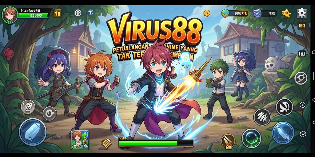 Tampilan gameplay yang menakjubkan dengan karakter unik dan pertempuran seru.